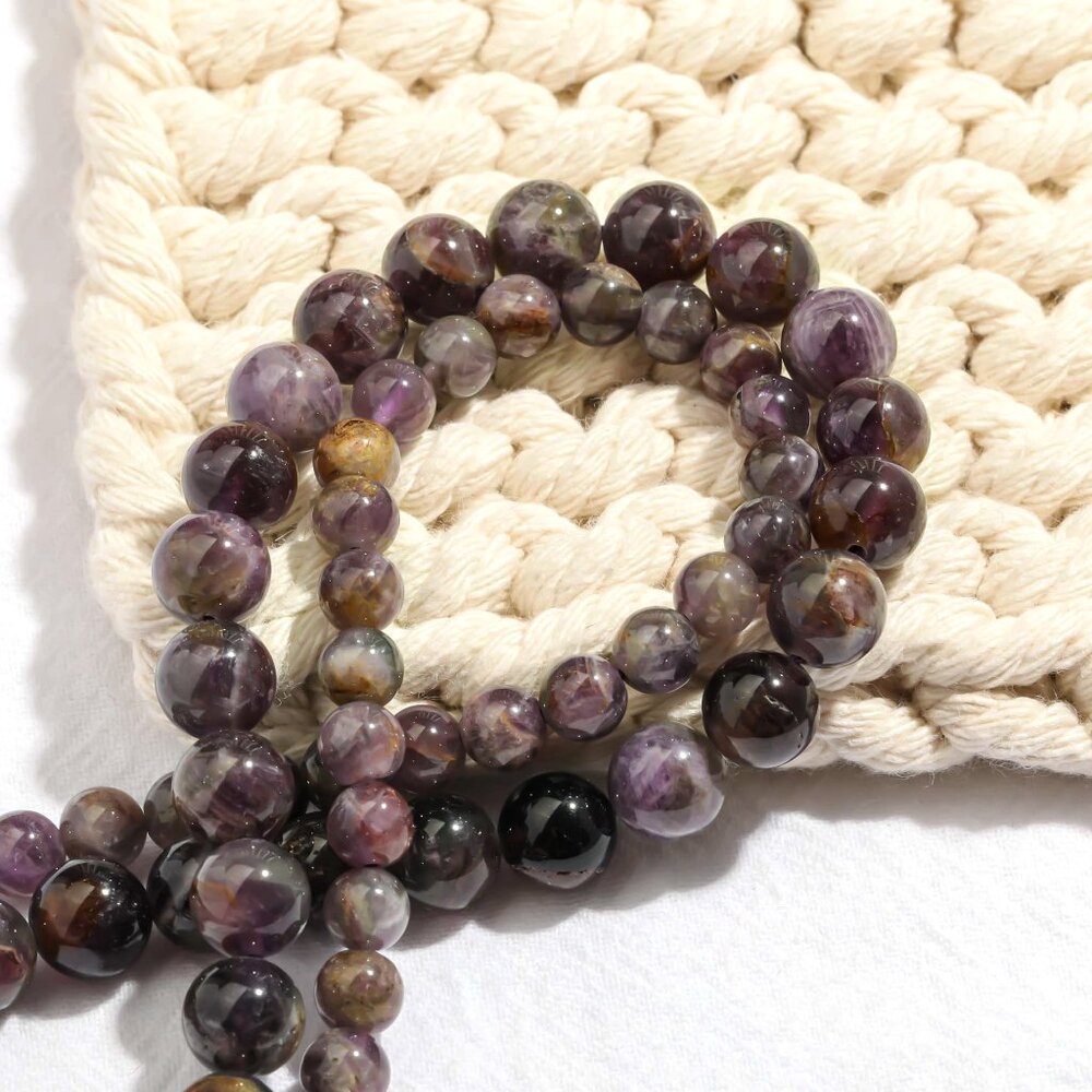 8mm Phantom Amethyst Round Beads Jewelry Making